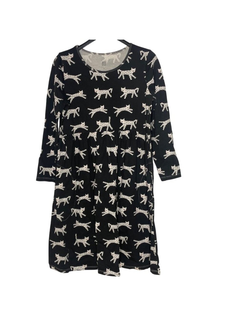 Winter Water Factory Polka Dot Cat Dress Sz MED Organic Cotton Pockets